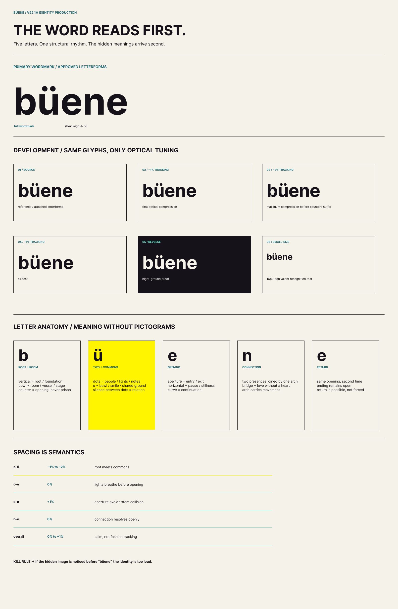 Full official wordmark identity and optical construction sheet